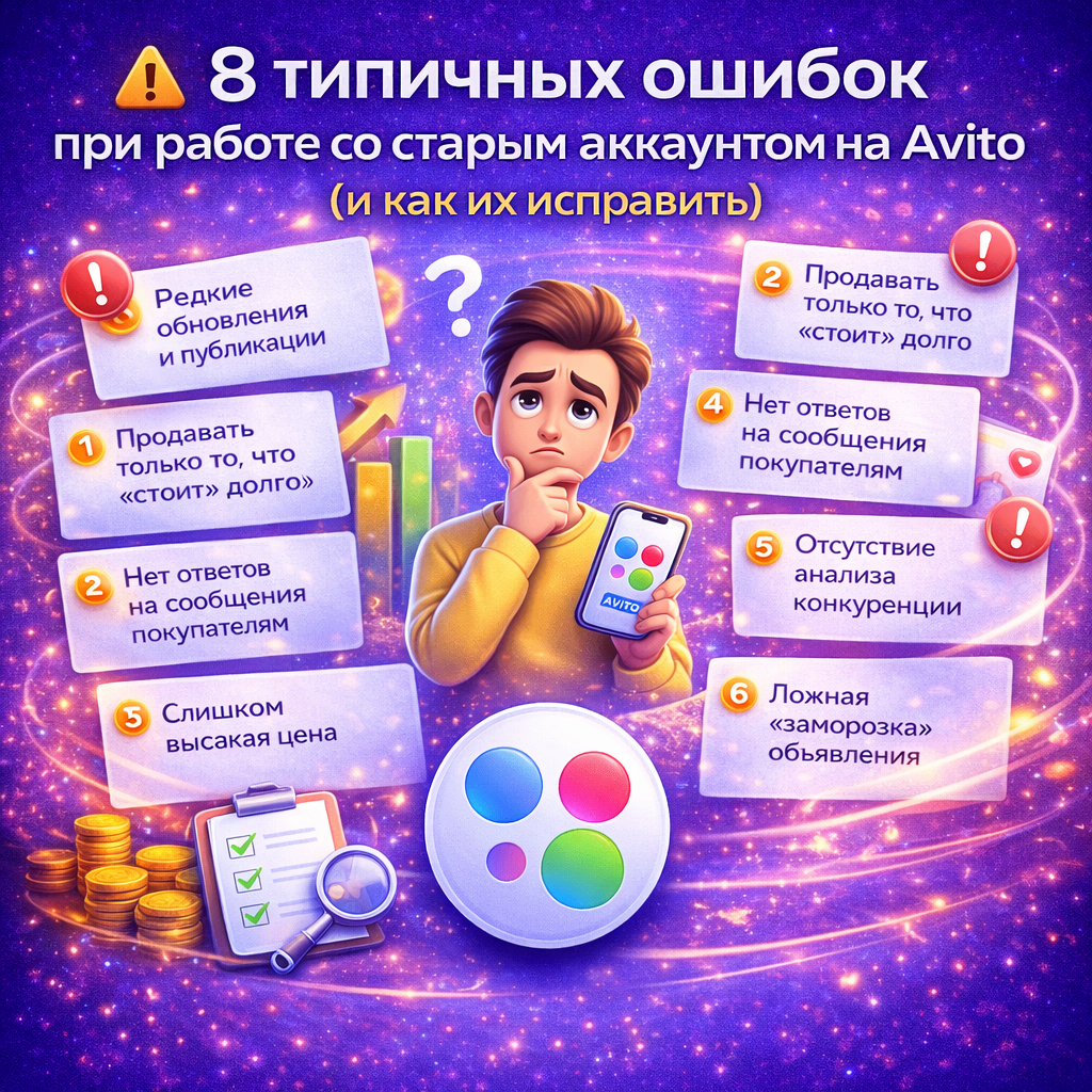 ⚠️ 8 типичных ошибок при работе со старым аккаунтом на Avito